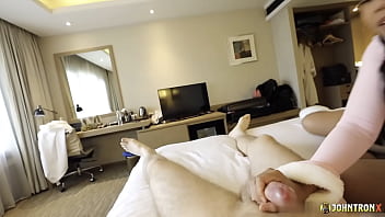 JohnTronX - Sexy Asian babe with pigtails rides my cock like a machine in POV style